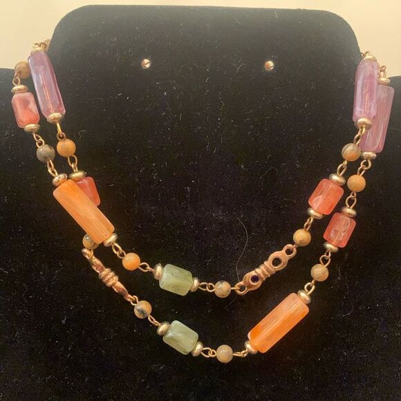 Pastel rectangle bead necklace - Picture 1 of 4